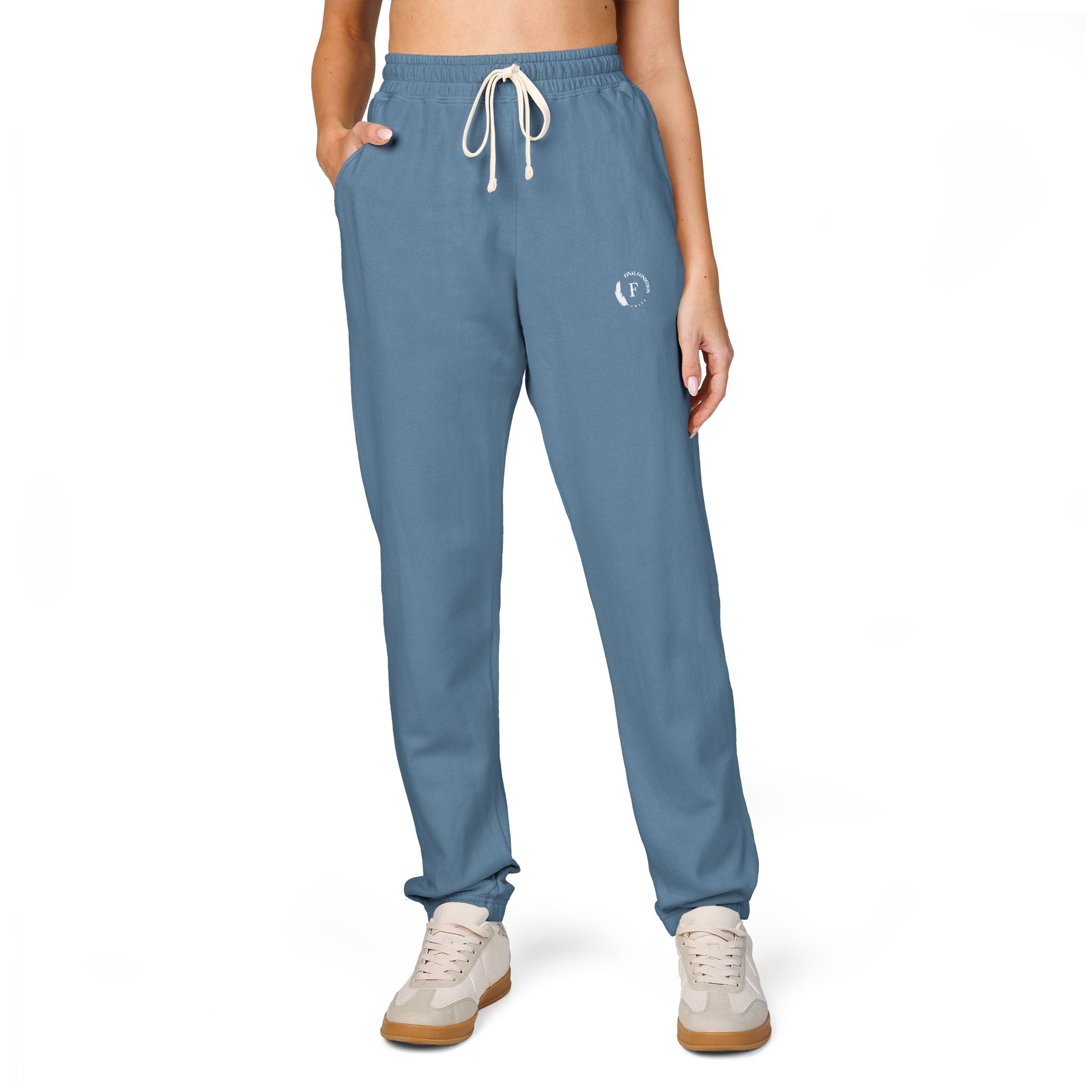 Fleece Sweatpants — Minimalist Cream Joggers with Small Chest Logo