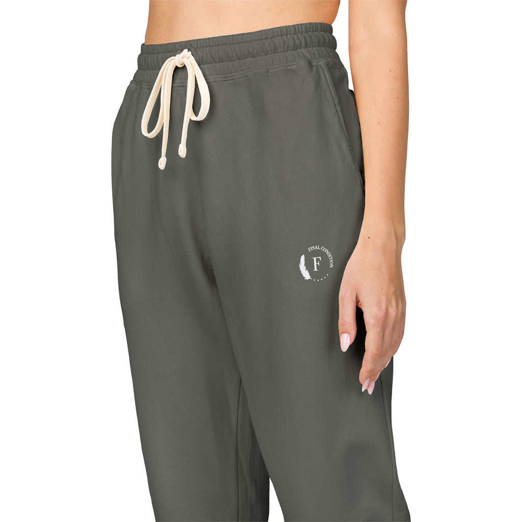 Fleece Sweatpants — Minimalist Cream Joggers with Small Chest Logo