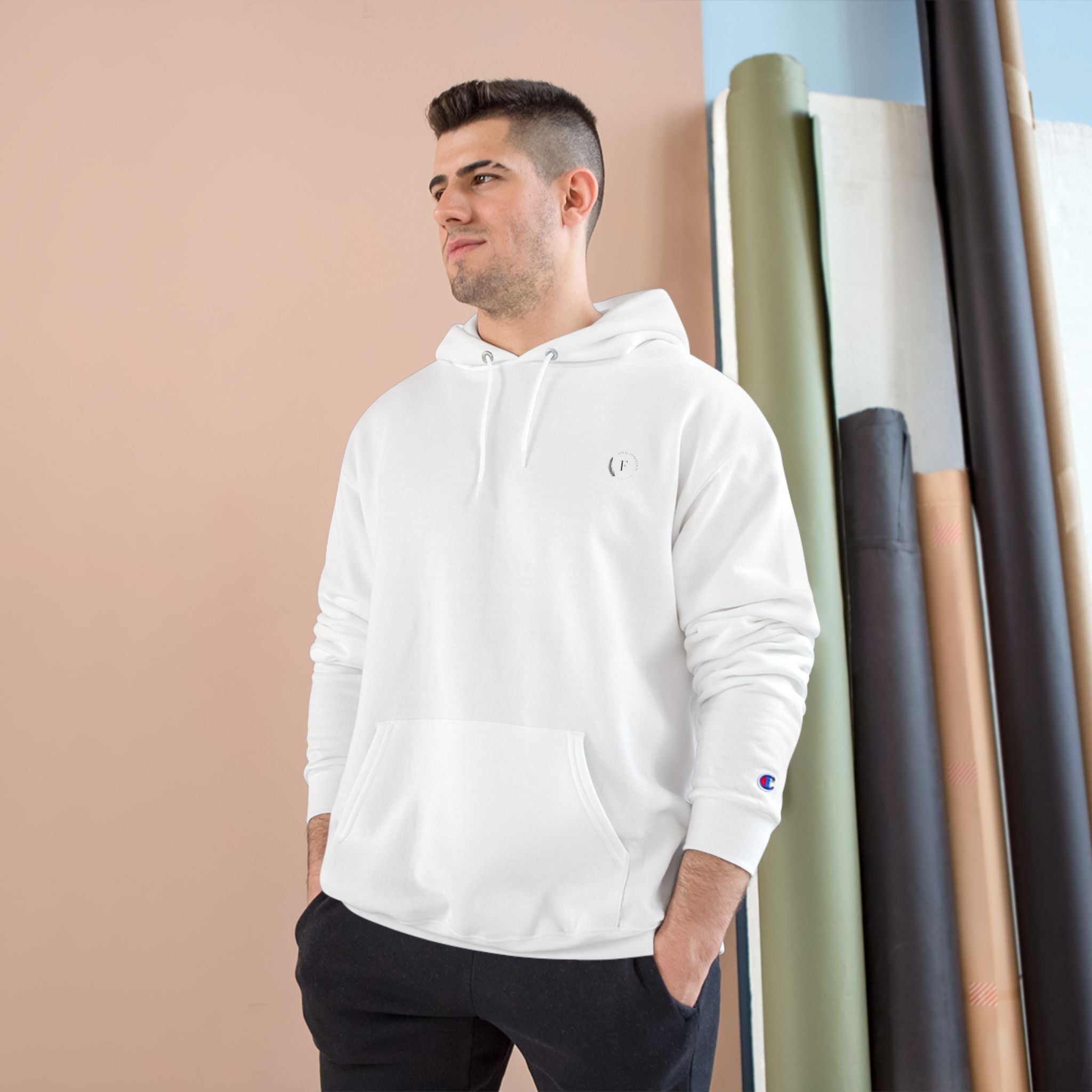 Champion Hoodie — Classic White Logo Pullover Hoodie