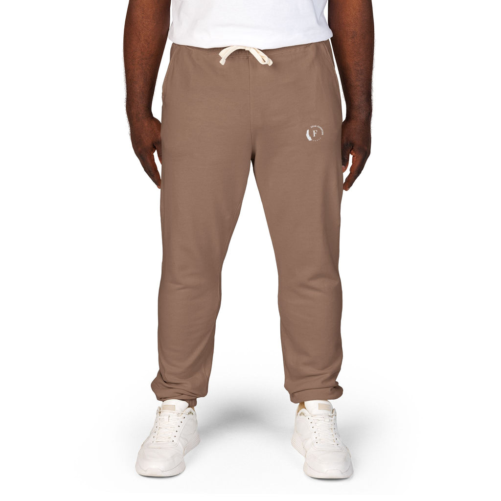Fleece Sweatpants — Minimalist Cream Joggers with Small Chest Logo