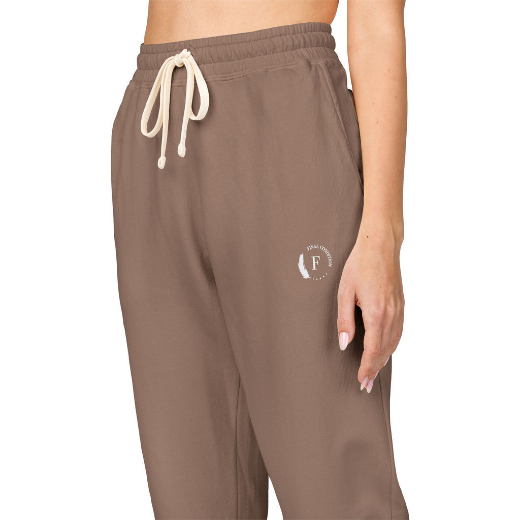 Fleece Sweatpants — Minimalist Cream Joggers with Small Chest Logo