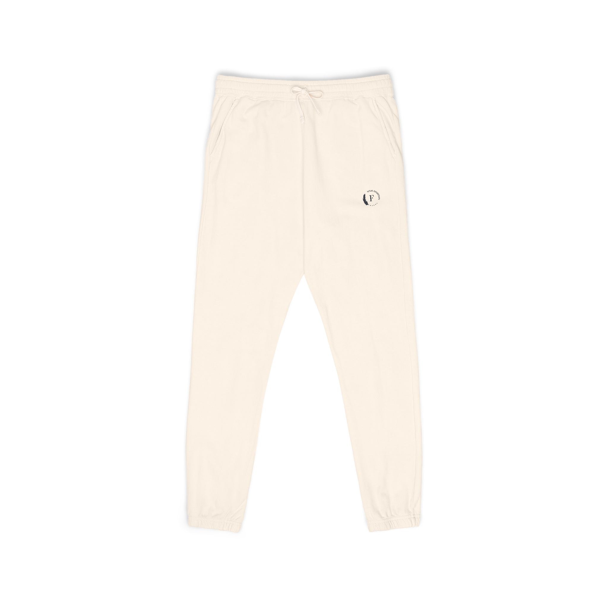 Fleece Sweatpants — Minimalist Cream Joggers with Small Chest Logo