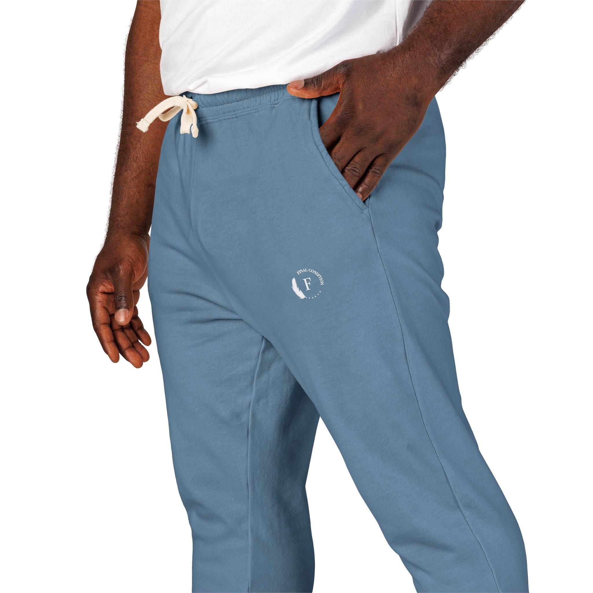 Fleece Sweatpants — Minimalist Cream Joggers with Small Chest Logo