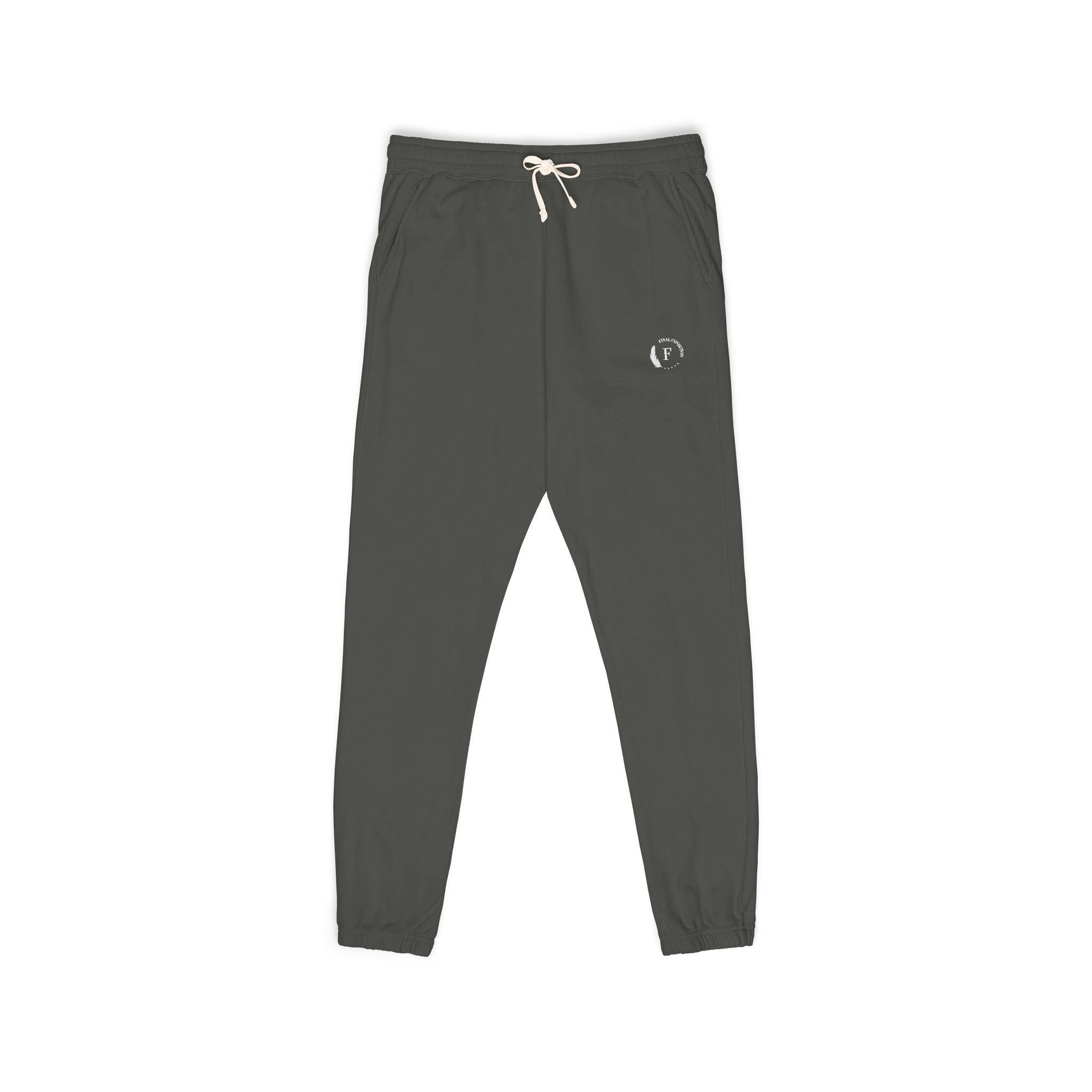 Fleece Sweatpants — Minimalist Cream Joggers with Small Chest Logo