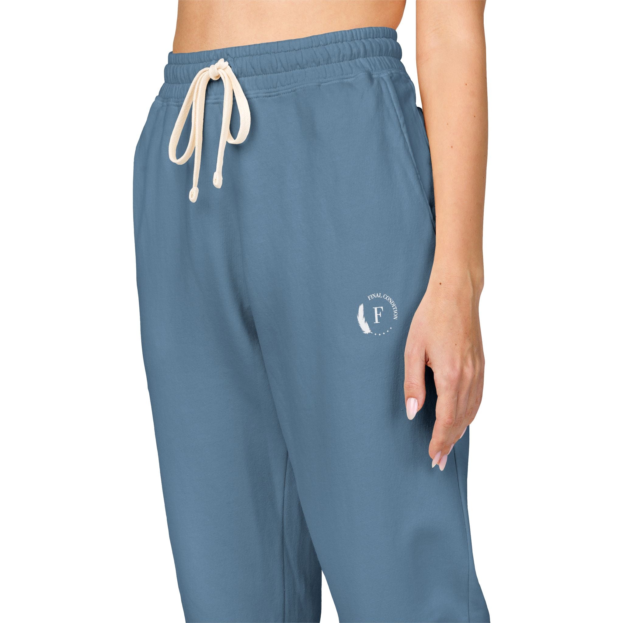 Fleece Sweatpants — Minimalist Cream Joggers with Small Chest Logo