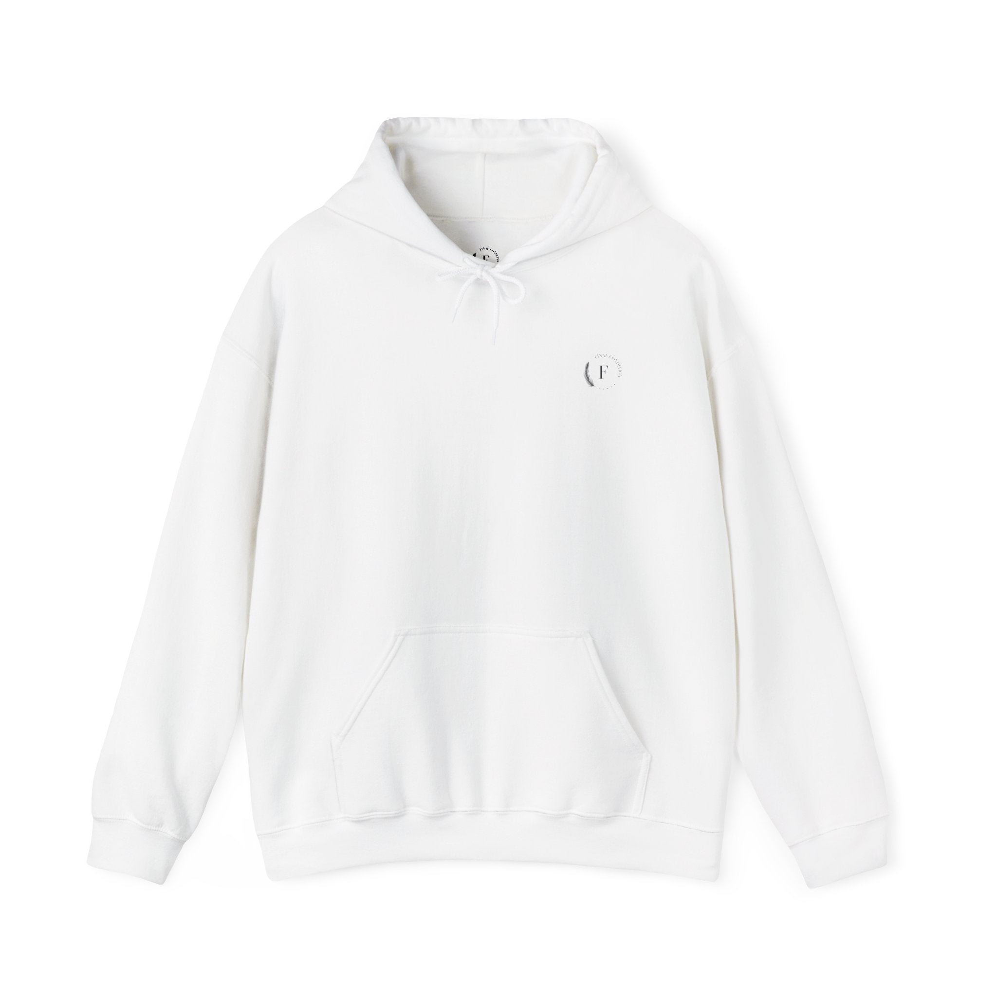 White Minimal Logo Hoodie — Clean Casual Unisex Pullover