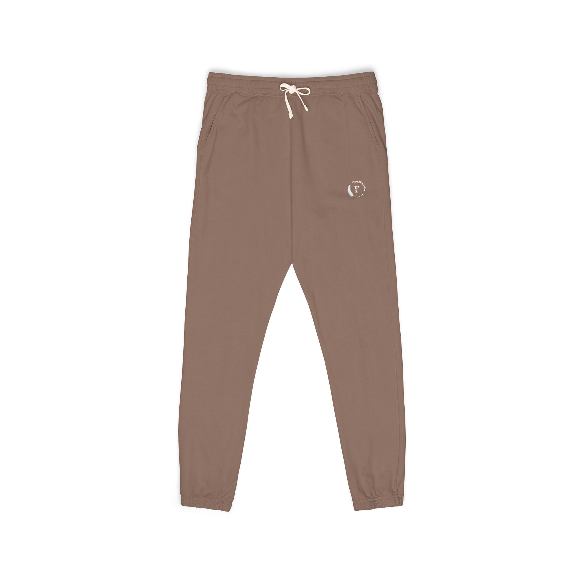 Fleece Sweatpants — Minimalist Cream Joggers with Small Chest Logo