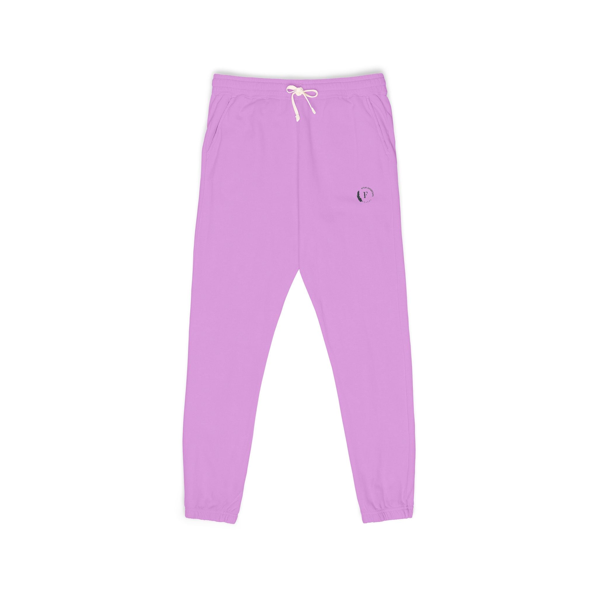 Fleece Sweatpants — Minimalist Cream Joggers with Small Chest Logo
