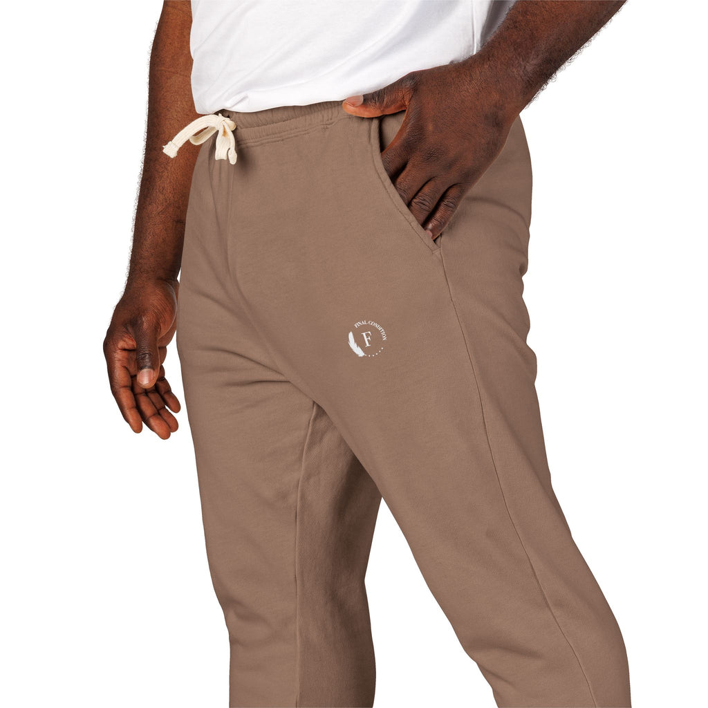Fleece Sweatpants — Minimalist Cream Joggers with Small Chest Logo