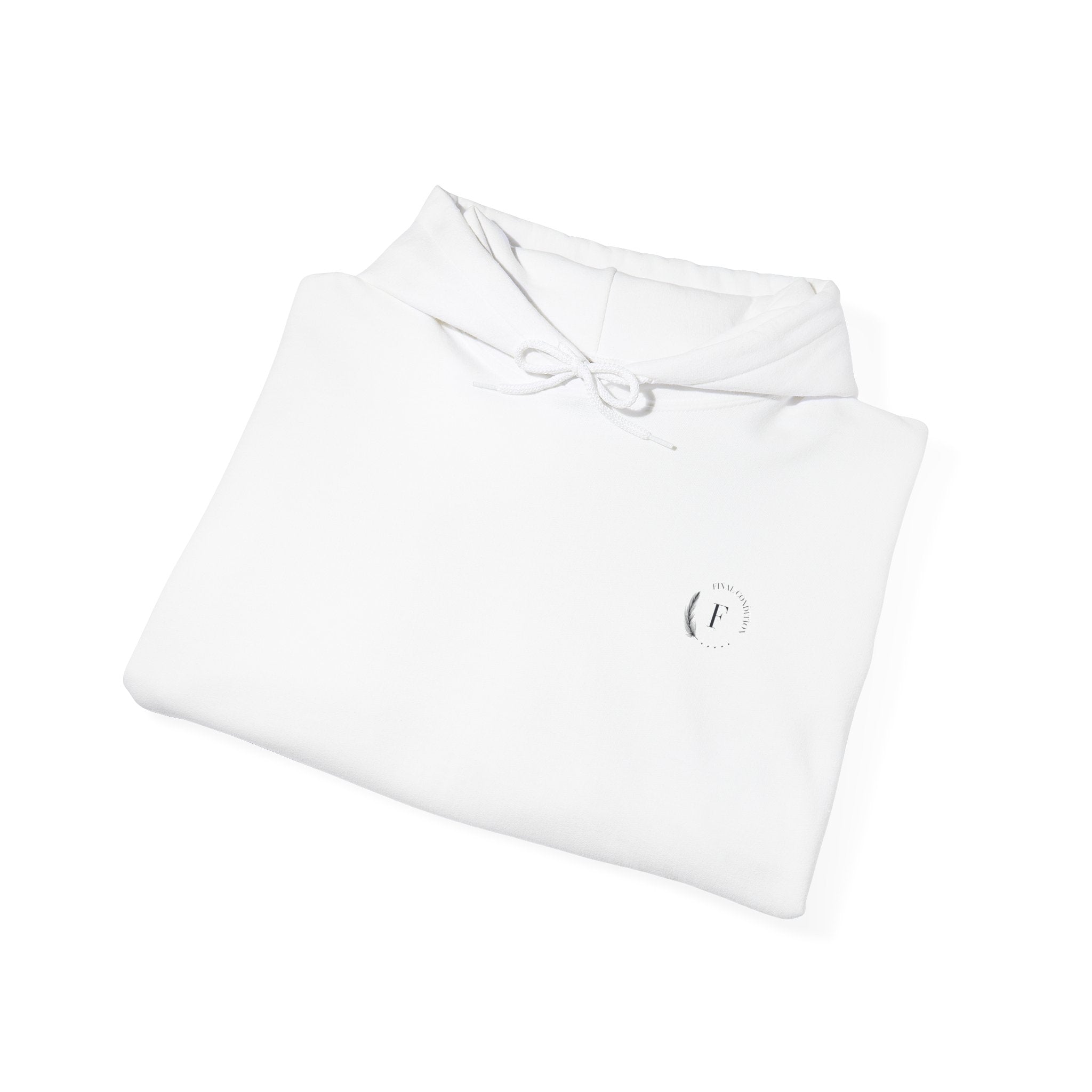 White Minimal Logo Hoodie — Clean Casual Unisex Pullover