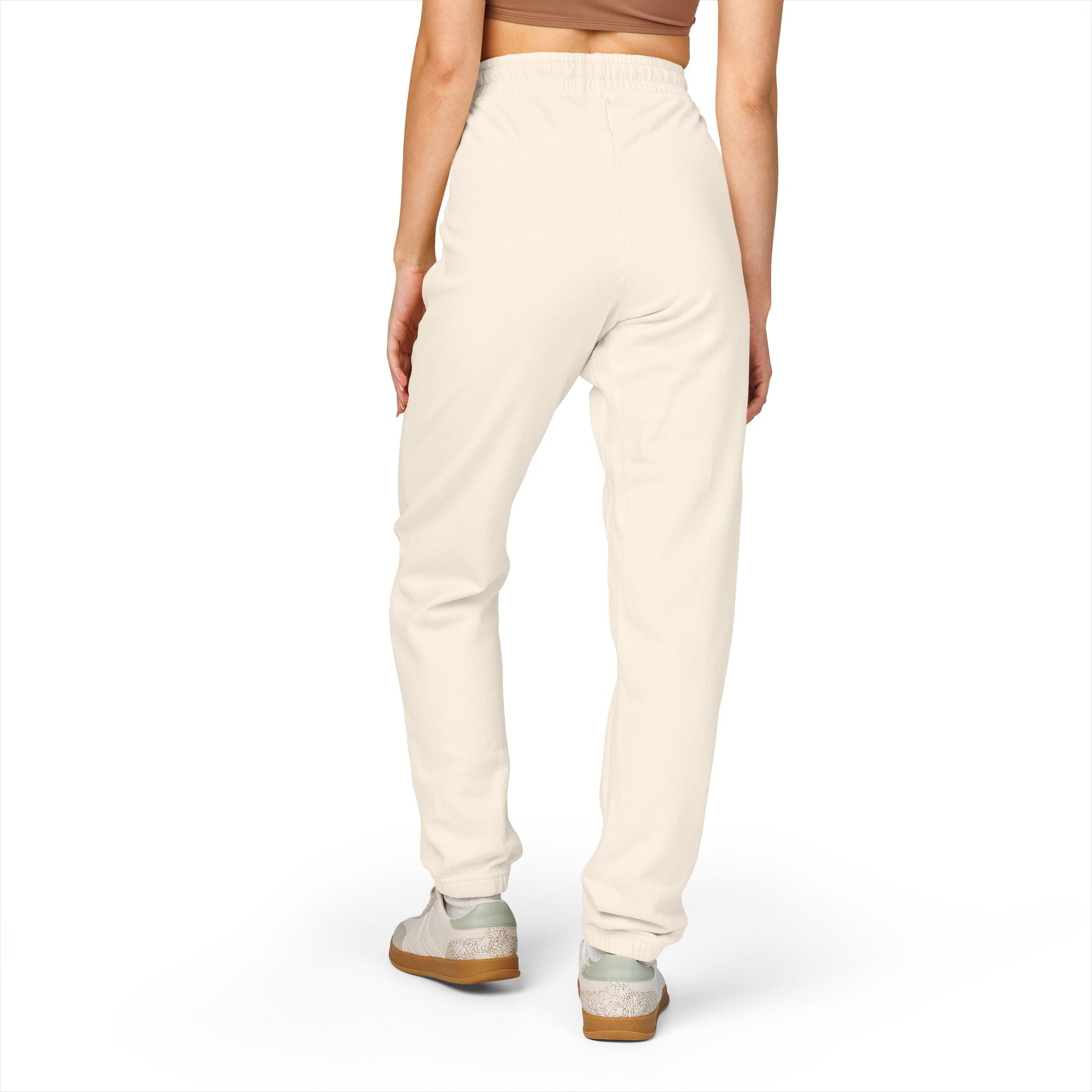 Fleece Sweatpants — Minimalist Cream Joggers with Small Chest Logo
