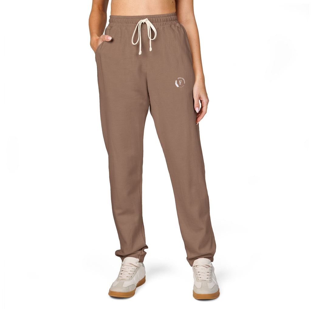 Fleece Sweatpants — Minimalist Cream Joggers with Small Chest Logo
