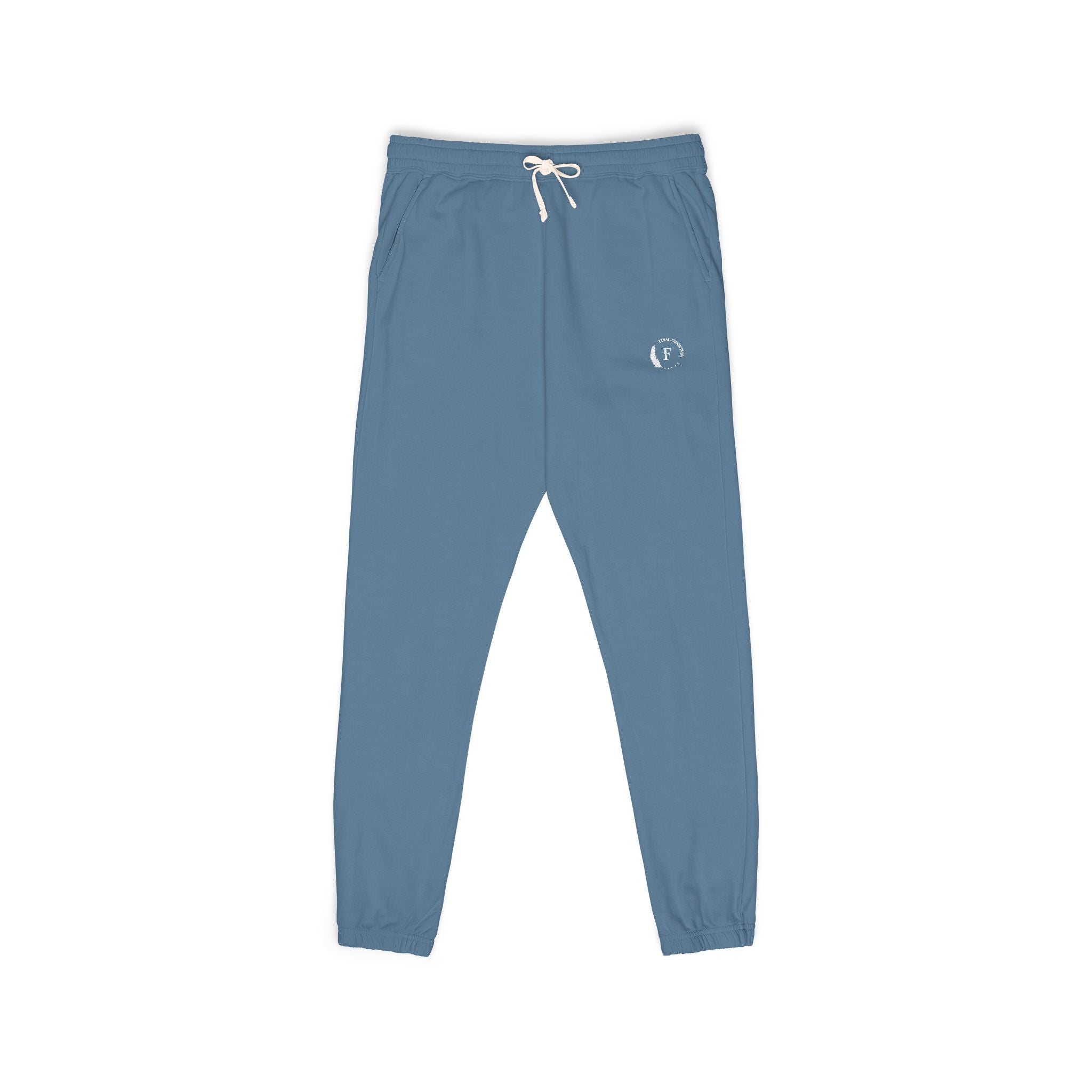 Fleece Sweatpants — Minimalist Cream Joggers with Small Chest Logo